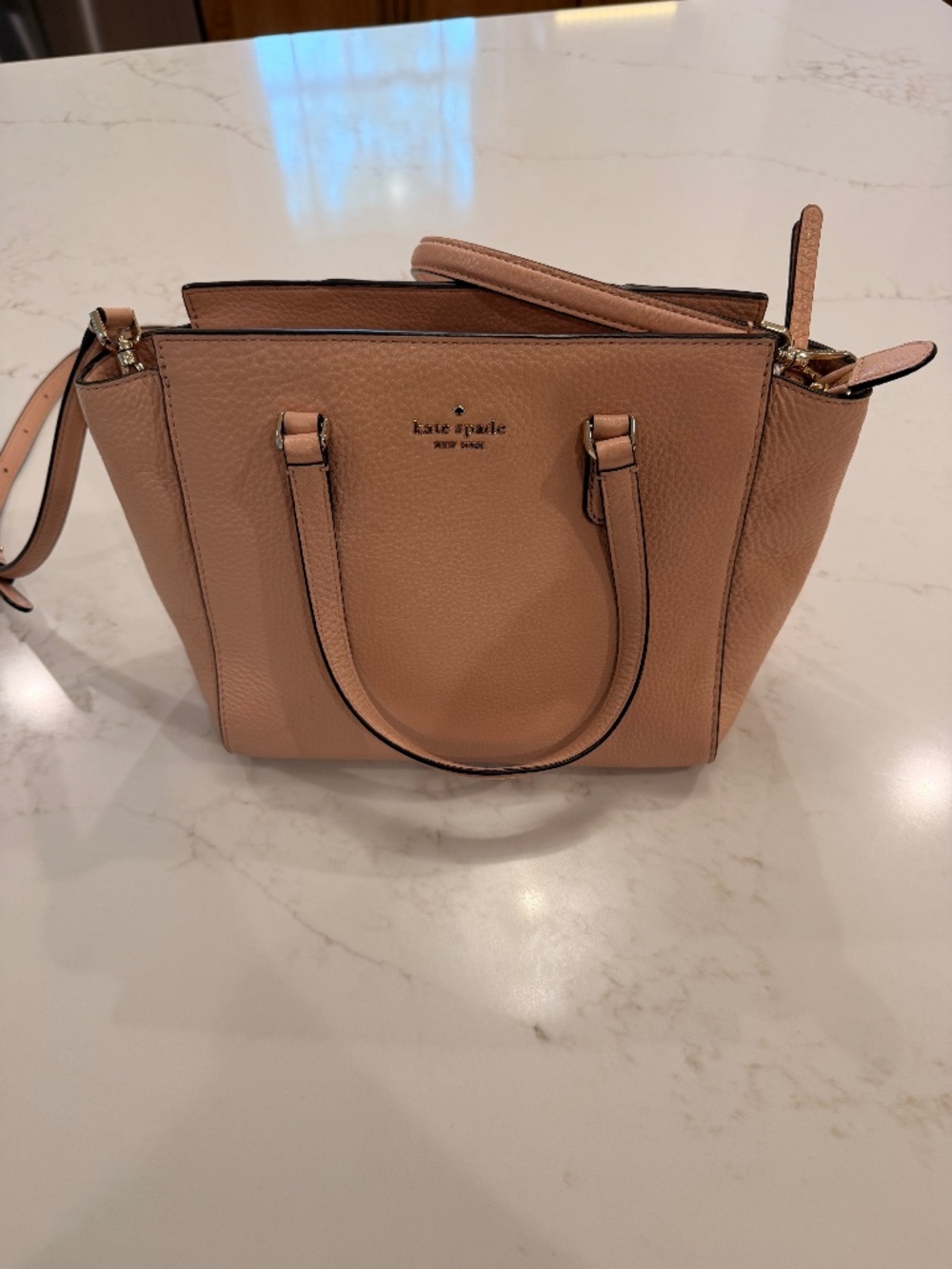 Kate Spade New York Blush Pink Pebbled Leather Satchel Crossbody Bag